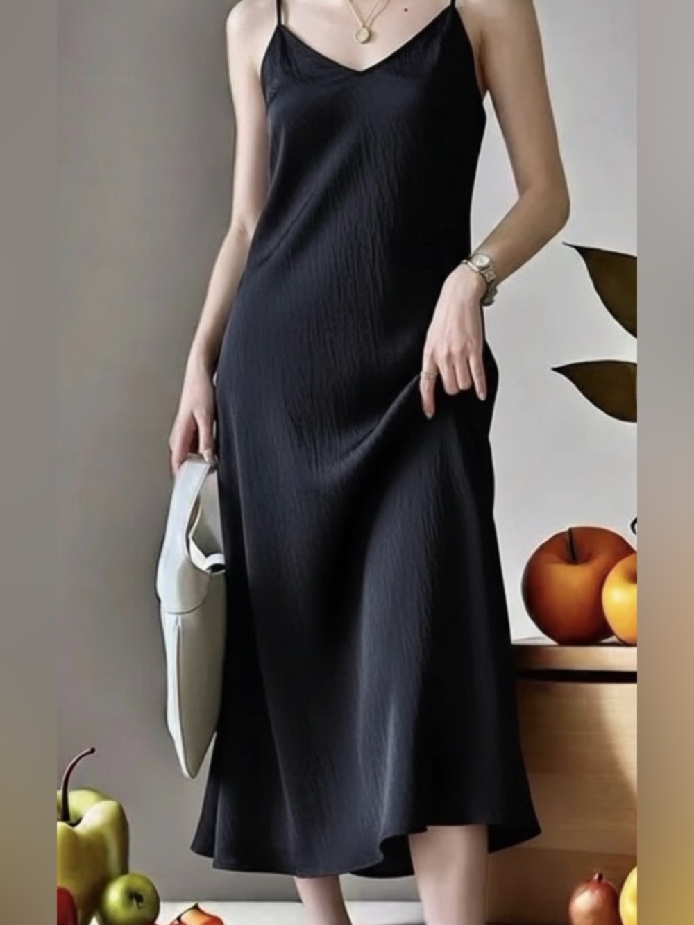 Simple Black Rippled Dress